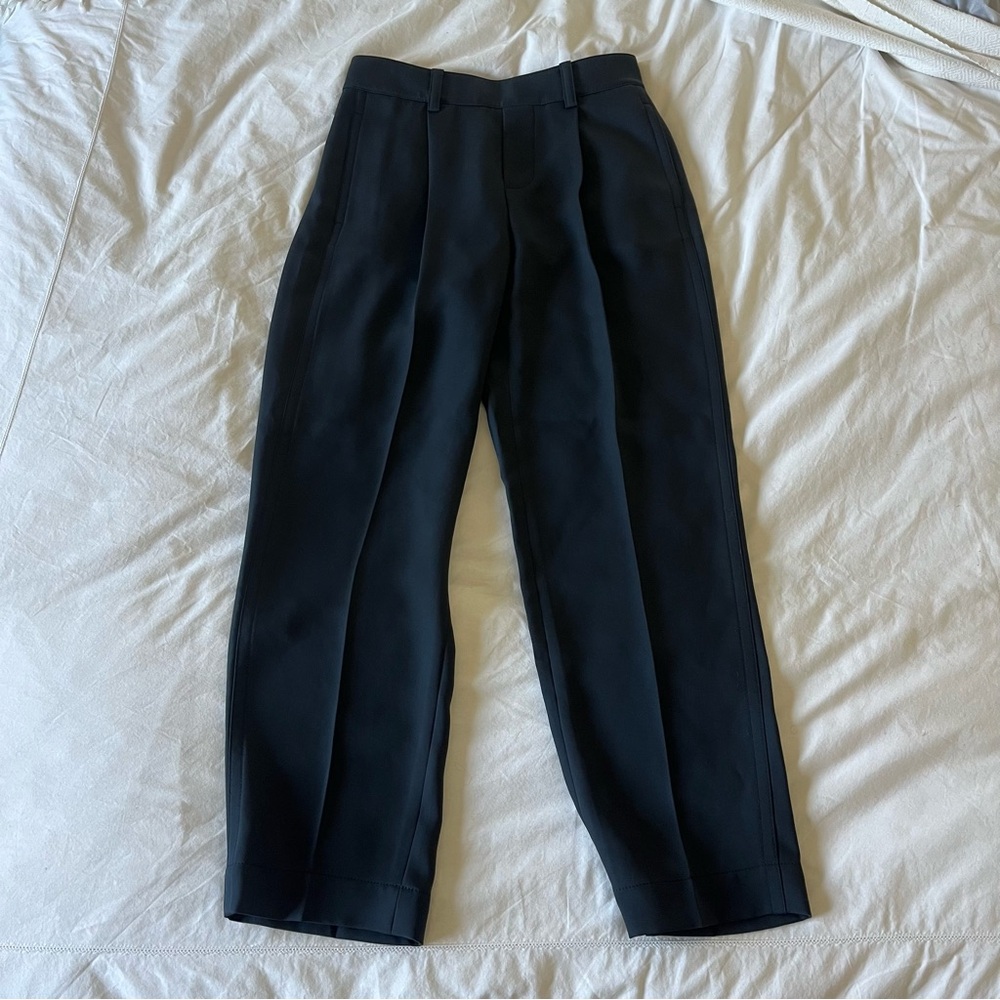 Vince Dark Gray Navy Tailored Pull On Elastic Trousers Soft Pants XS